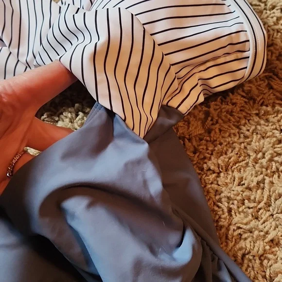 NWT EoMenie Striped Blue and White One Piece Swimsuit Wimans Size Medium - Picture 8 of 8